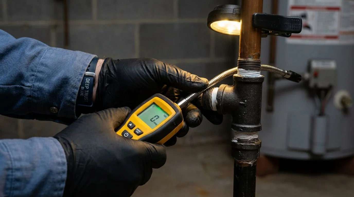 Gas leak detection with electronic sniffer by Johns Plumbing LLC in Puerto Real