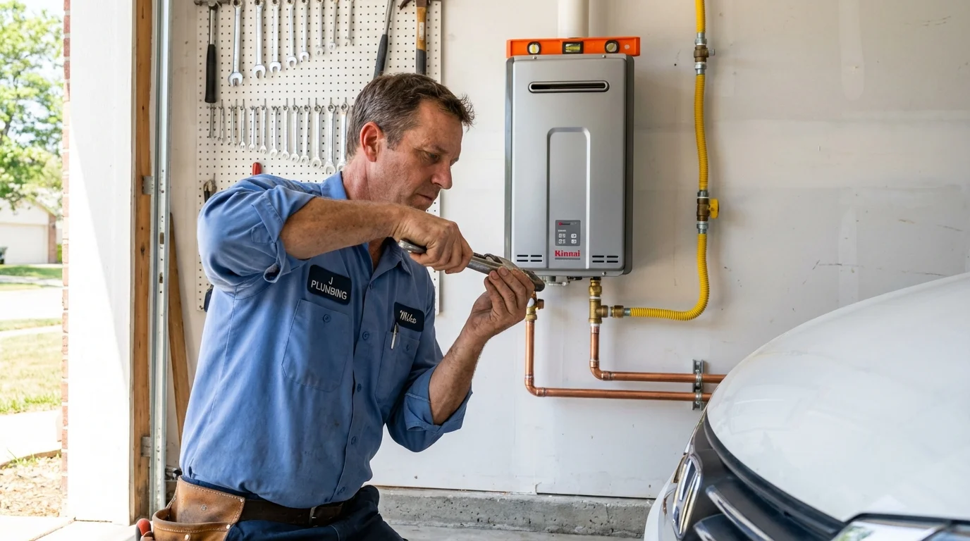 Tankless water heater installation by a Johns Plumbing LLC plumber in Puerto Real